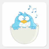 Blue Bird Hatching Vierkante Sticker (Voorkant)