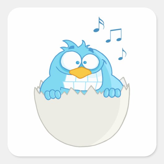 Blue Bird Hatching Vierkante Sticker (Voorkant)