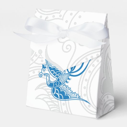 Blue Bird & Henna Swirl Favor Box Bedankdoosjes (Voorkant Zijde)