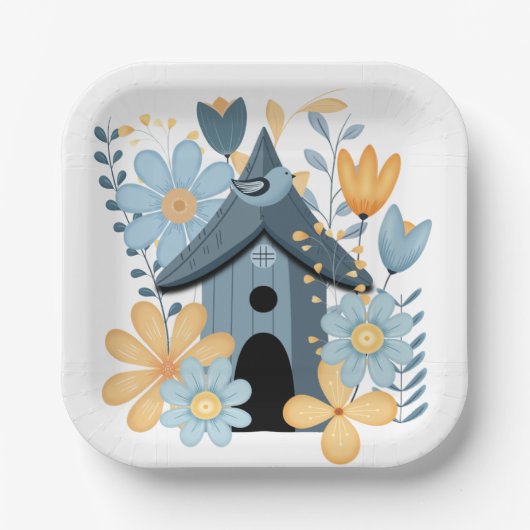 Blue Bird House Papieren Bordje (Voorkant)