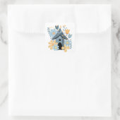 Blue Bird House Vierkante Sticker (Tas)