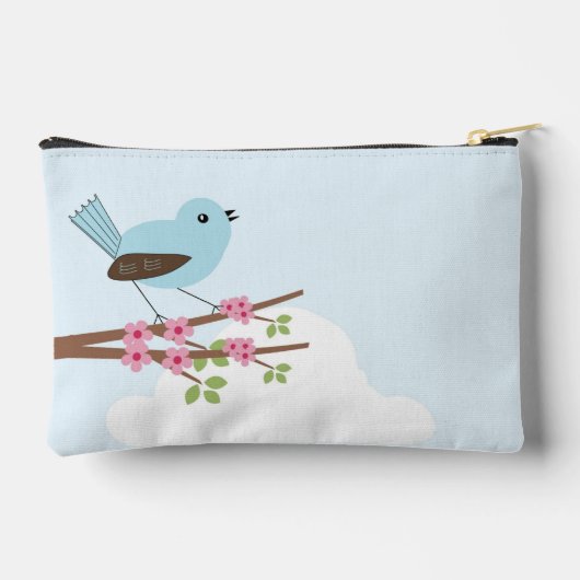 Blue Bird in Blossom Tree Personalised Cute Etui (Achterkant)