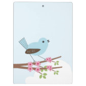 Blue Bird in Blossom Tree Personalised Cute Klembord (Achterkant)