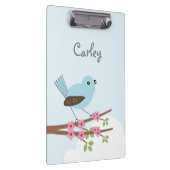Blue Bird in Blossom Tree Personalised Cute Klembord (Rechts)