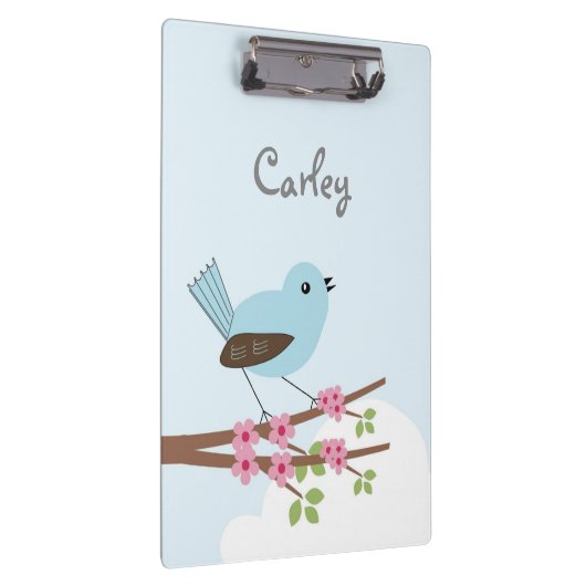 Blue Bird in Blossom Tree Personalised Cute Klembord (Rechts)