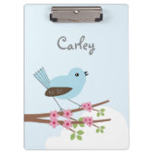 Blue Bird in Blossom Tree Personalised Cute Klembord (Voorkant)