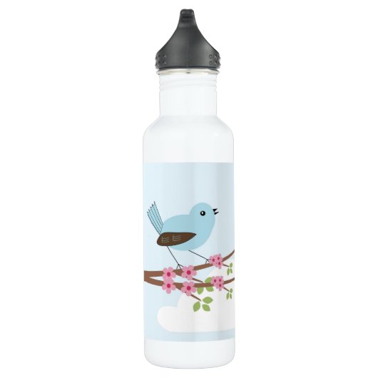 Blue Bird in Blossom Tree Personalized Waterfles (Rechts)