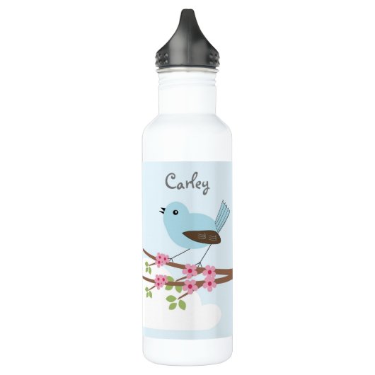 Blue Bird in Blossom Tree Personalized Waterfles (Links)