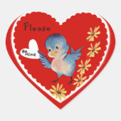  Blue Bird Kind Valentijn Hart Sticker (Voorkant)