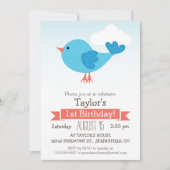 Blue Bird Kinderen verjaardagsfeestje Kaart (Voorkant)