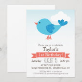 Blue Bird Kinderen verjaardagsfeestje Kaart (Voorkant / Achterkant)