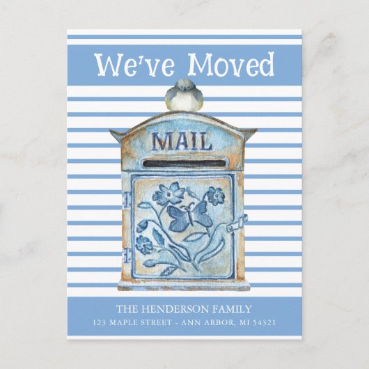 Blue Bird Mailbox Moving Announcement Briefkaart (Voorkant)