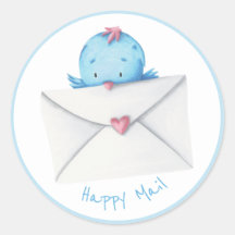 Blue Bird met Letter en Heart Happy Mail