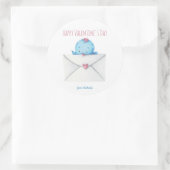 Blue Bird met Letter Kinder School Valentijnsdag Ronde Sticker (Tas)