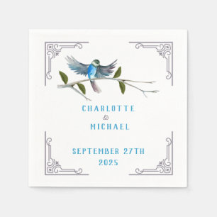 Blue Bird of Happiness Wedding Paper Napkin Servet