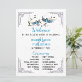 Blue Bird of Happiness Wedding Programme Kaart (Staand voorkant)