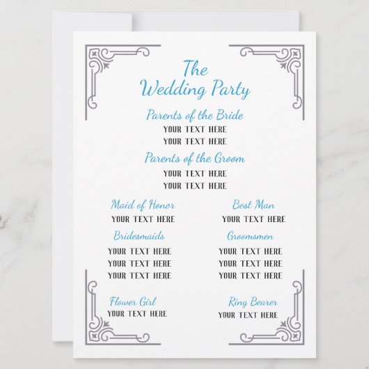 Blue Bird of Happiness Wedding Programme Kaart (Achterkant)