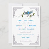 Blue Bird of Happiness Wedding Save the Date Kaart (Voorkant)