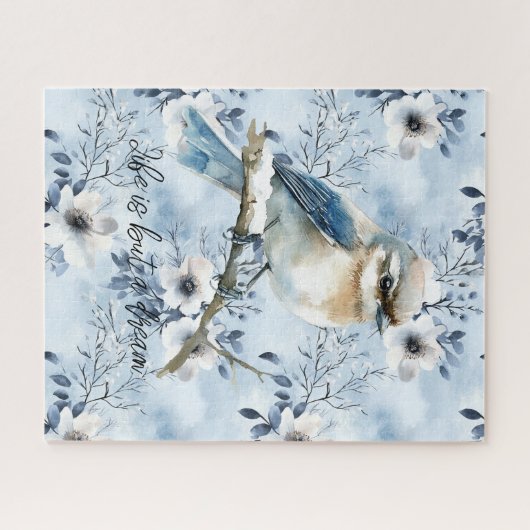 Blue Bird on a Tree Branch Legpuzzel (Horizontaal)