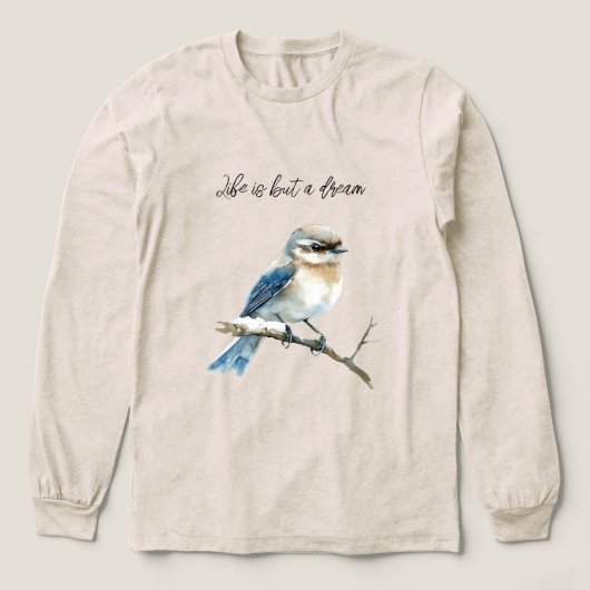Blue Bird on a Tree Branch Tri-Blend Shirt (Voorkant)