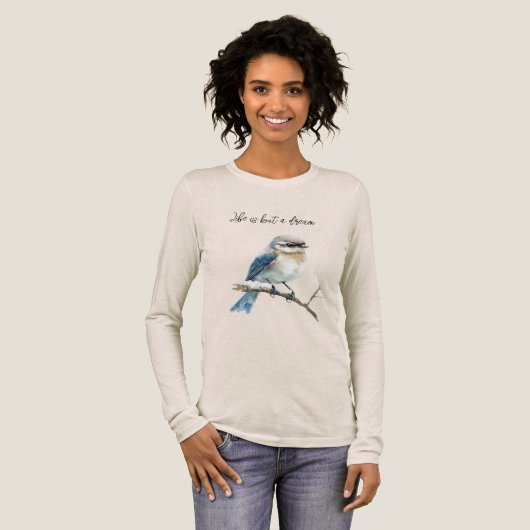Blue Bird on a Tree Branch Tri-Blend Shirt (Voorkant)