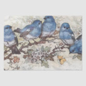 Blue Bird on Branch Butterfly  ontkoppeling Tissuepapier (Voorkant)