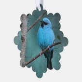 Blue Bird op tak gemengde media Ornament Kaart (Links)