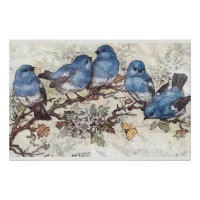 Blue Bird op tak vlinder Natuur kunst