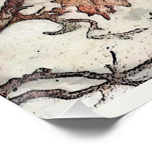 Blue Bird op tak vlinder  Natuur kunst Perfect Poster (Hoek)