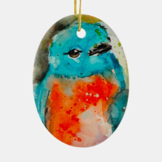 Blue Bird-Ornament Keramisch Ornament (Achterkant)