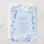 Blue Bird Peony Chinoiserie Vrijgezellenfeest Kaart (Voorkant)