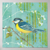 Blue Bird Perched on a Tree Poster (Voorkant)