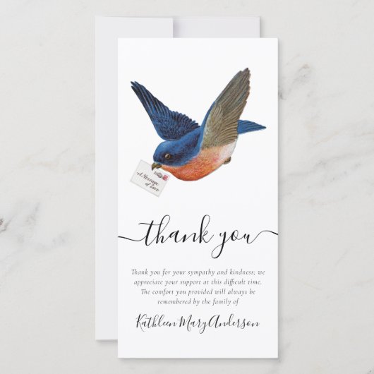 Blue Bird Photo Funeral Bedankt (Voorkant)