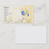Blue Bird Retro Floral Fine Art Visitekaartje (Voorkant / Achterkant)