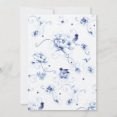 Blue Bird Roos Chinoiserie Floral | Bruiloft Kaart (Achterkant)