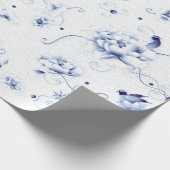 Blue Bird Roos Chinoiserie Floral Cadeaupapier (Hoek)