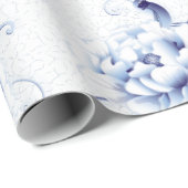 Blue Bird Roos Chinoiserie Floral Cadeaupapier (Rol Hoek)