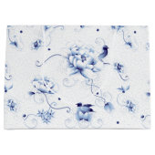 Blue Bird Roos Chinoiserie Floral Groot Cadeauzakje (Voorkant)
