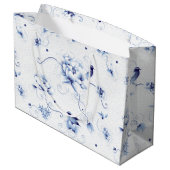 Blue Bird Roos Chinoiserie Floral Groot Cadeauzakje (Achterkant Gekanteld)