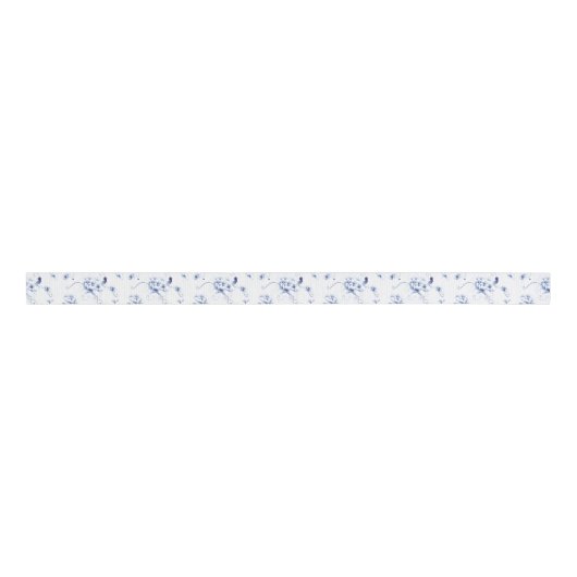 Blue Bird Roos Chinoiserie Floral Grosgrain Lint (Voorkant)