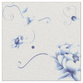 Blue Bird Roos Chinoiserie Floral Stof (Close Up)