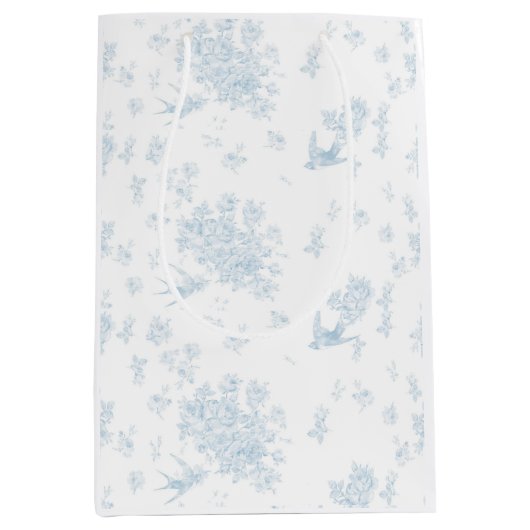 Blue Bird & Rozen Wrapping Papier Medium Cadeauzakje (Voorkant)