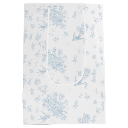 Blue Bird & Rozen Wrapping Papier Medium Cadeauzakje (Achterkant)