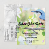 Blue Bird Save the Date Aankondigingskaart (Voorkant / Achterkant)