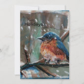Blue Bird Schattig Little Winter Holiday Card Feestdagenkaart (Voorkant)