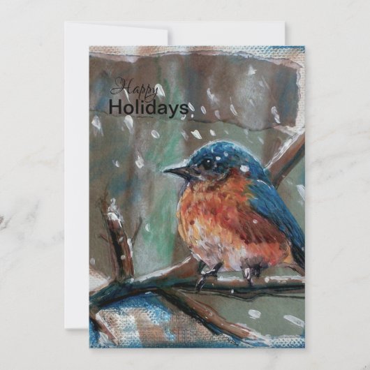 Blue Bird Schattig Little Winter Holiday Card Feestdagenkaart (Voorkant)