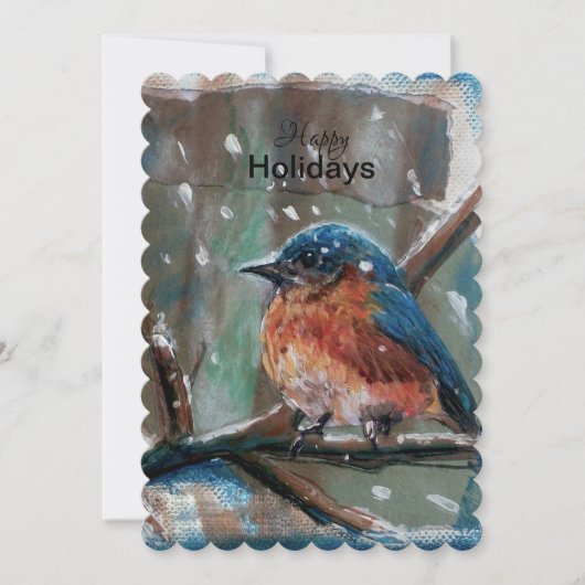 Blue Bird Schattig Little Winter Holiday Card Feestdagenkaart (Voorkant)