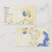 Blue Bird Schattige Girly Retro Floral Visitekaartje (Voorkant / Achterkant)