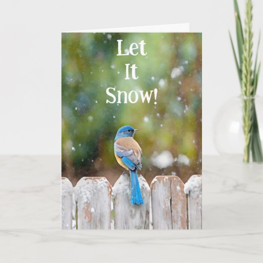 Blue Bird Sneeuwen Kerstmis Art Kaart (Voorkant)