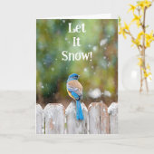 Blue Bird Sneeuwen Kerstmis Art Kaart (Gele Bloem)